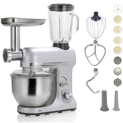Robby - robot multifunzione 5l 1000w argento con tritatutto e frullatore 1,5l in vetro - robimix silver