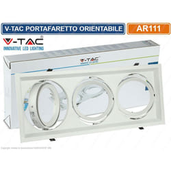 V-tac - VT-7223 portafaretto triplo orientabile da incasso per lampadine AR111 - sku 3577