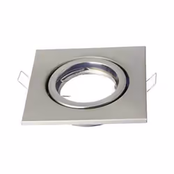 Portafaretto incasso quadrato orientabile 15 per lampadine SPOT GU10-GU5.3 in alluminio, completo di molla ferma faretto Mod. ...