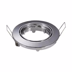 Portafaretto incasso alluminio rotondo cromato regolabile per faretti GU10 completo di molla ferma faretto Mod. 3589 Adatto p ...