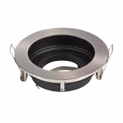 Portafaretto incassoin metallorotondo Nickel satinato spazzolato/nero per lampadine SPOT GU10-GU5.3 con anello orientabile 15 ...