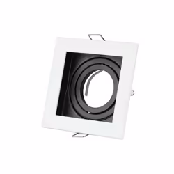 Portafaretto incassoin metallo quadrato bianco/nero per lampadine SPOT GU10-GU5.3 con anello orientabile 15 Mod. 3597 Portafa ...