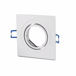 Portafaretto incasso alluminio Quadrato Bianco con anello regolabile 15 per lampadine SPOT1*GU10, completo di sistema ferma f ...