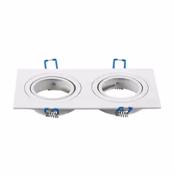 Portafaretto incasso alluminio Quadrato Bianco con anelli regolabile 15 per 2 faretti SPOT2*GU10, completo di sistema ferma f ...