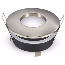 Portafaretto incasso Impermeabile IP44 Rotondo Nickel Satinato Opaco GU10, completo di sistema ferma faretto Mod. 3614 Prodo ...