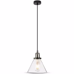 Nuova linea di pendenti V-TAC 1MT E27 Easy Elegant Stylish serie Lamp Series- Vetro trasparente Mod. 3738 Portalampada penden ...