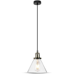V-tac - VT-7185 Portalampada led lampadario pendente a campana in vetro trasparente E27 Elegant Stylish Ф180mm sku 3738