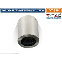 V-tac - vt 796 portafaretto orientabile rotondo grigio da soffitto per lampadine GU10 e GU5.3 - sku 3629
