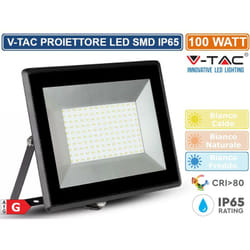 VT-40101 e-series faro led smd 100W ultra sottile da esterno colore nero - sku 5964 / 5965 / 5966 - Colore Luce: Bianco Caldo - V-tac