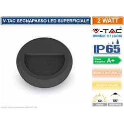 VT-1142 segnapasso led a montaggio superficiale rotondo 2W per esterno colore nero - sku 1317 / 1316 IP65 - Colore Luce: Bianco Naturale - V-tac