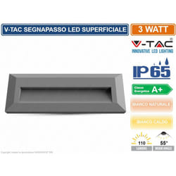 VT-1162 faretto segnapasso led a montaggio superficiale rettangolare 3W per esterno - sku 1331 / 1330 IP65 - Colore Luce: Bianco Naturale - V-tac