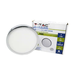 12W PANNELLO LED MONTATO SUPERFICIE SOTTILE CROMO ROTONDO BIANCO CALDO 3000K - Luce CALDA