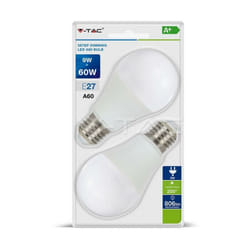 LAMPADINA LED E27 9W BULB A60 3 STEP DIMMERABILE BIANCO NATURALE 2PZ/BLISTER 4000K - Luce NATURALE