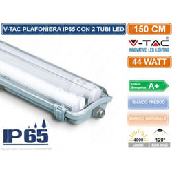 V-tac - VT-15022 tubo led plafoniera 2X22W lampadina 150CM impermeabile - sku 6388 / 6400 - Colore Luce: Bianco Naturale