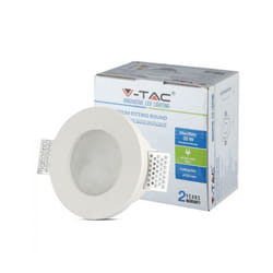 V-tac - VT-801RD Portafaretto rotondo in gesso ad incasso a scomparsa con vetro smerigliato per led GU10 - sku 3692