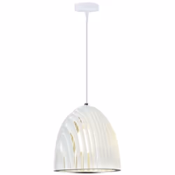 Lampadario con portalampada E27 max 60W colore bianco mod. VT-7255 Corpo in metallo, forma prisma Dimensioni: 250 x 270 mm Id ...