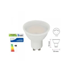 Lampada Led GU10 5W 220V 110 Gradi Bianco Neutro 4000K Diffusore Opale Chip Smd Samsung Garanzia 5 Anni SKU-21202