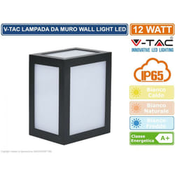 V-tac - VT-822 lampada led da muro 12W wall light colore nero - sku 8340 / 8341 / 8342 - Colore Luce: Bianco Caldo