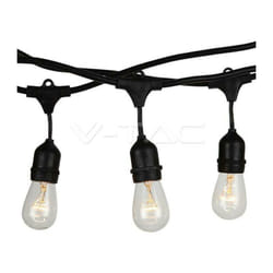 V-tac - VT-7135 catenaria portalampada E27x10pcs 10 lampadine raccordabile nero 5M con ingresso e uscita schuko IP65
