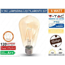 Pro VT-276 lampadina led E27 6W bulb ST64 filamento - sku 290 - V-tac