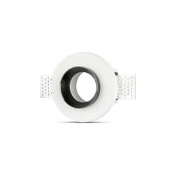 V-tac - VT-866 portafaretto incasso scomparsa rotondo gesso con bordo metallo cromato 1xGU10-GU5.3 - sku 3146