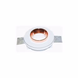 Portafaretto incasso scomparsa V-TAC rotondo in gesso con bordo in metallo cromato a specchio di coloreoro rosa per lampade s ...