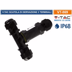 V-Tac VT-869 scatola di derivazione stagna con terminali. Realizzata in materiale plastico di colore nero o bianco.Questa sca ...