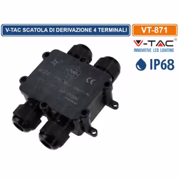 V-Tac VT-871 scatola di derivazione stagna con terminali. Realizzata in materiale plastico di colore nero o bianco.Questa sca ...