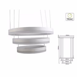 Lampada Led A Sospensione Rotonda Colore Bianco Tripli Anelli Diametro 600mm 500mm 400mm 3000K 80W Dimmerabile Triac Dimmer S ...