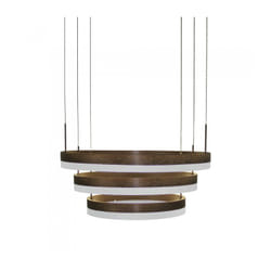 Lampada Led A Sospensione Rotonda Colore Caffe Marrone Tripli Anelli Diametro 600mm 500mm 400mm 3000K 80W Dimmerabile Triac Dimmer SKU-3991
