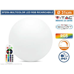 V-tac - VT-7803 sfera luminosa 31CM multicolor led rgb 1W ricaricabile con telecomando IP67 - sku 40161