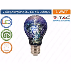Lampadina LED V-Tac VT-2203 con potenza di 3W e attacco E27 . Forma Bulb A60 realizzata in vetro a specchio argentato. La lam ...