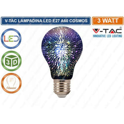 VT-2203 lampadina E27 filamento led 3W bulb A60 vetro specchiato argento effetto 3D - sku 2704 - V-tac
