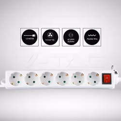 V-TAC VT-1115 prolunghe e multiple 1,5 m 5 presa(e) AC Interno Bianco - Vista aggiuntiva 6