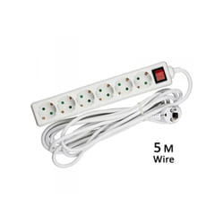V-tac - Multipresa Ciabatta Elettrica 6 Posti Schuko Spina Tipo Ibrido f + e Cavo Lunga 5 Metri Con Interruttore SKU-8769