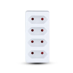 V-TAC Adattatore Multipresa con 4 Prese Frontali 10A e Spina Shuko Colore Bianco, colore Bianco