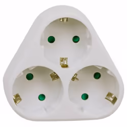 V-TAC Adattatore Multipresa con 3 Prese Frontali Disposte a Piramide 10A 2P + Schuko con Spina Schuko Colore Bianco
