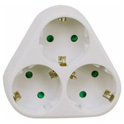 V-tac - Adattatore Multipresa con 3 Prese Frontali Disposte a Piramide 10A 2P + Schuko con Spina Schuko Colore Bianco
