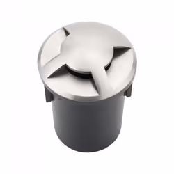 Portalampada da Interramento Calpestabile Rotondo MR16 (Max 20W) Colore Nero e Acciaio con 3 Fasci di Luce IP65