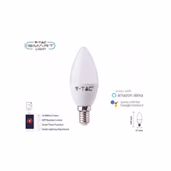 Marca V-TAC SKU SH02754 Dimmerabile SI (Tramite APP) Attacco E14 C37 Voltaggio AC220-240V 50Hz Potenza 4,5W Luminosità Circa  ...