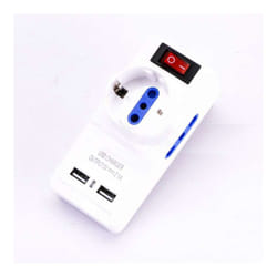 V-TAC Adattatore 2 vie 10/16A presa Italiana e 1via 10/16A Italiano /Schuko con interruttore due porte di ricarica USB 2.1A Spina Italiana 16A, colore Bianco