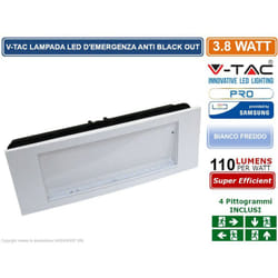 V-Tac Vt-511s Lampada Led D'Emergenza Anti Black Out Chip Samsung Da Interno - Sku 899