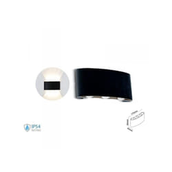 Applique Led Da Parete 6W Caldo 3000K Carcassa Nera Doppio Illuminazione Up-Down IP54 SKU-218615