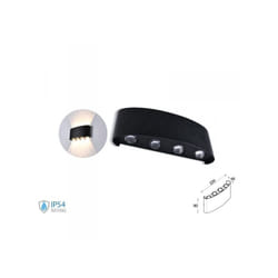 V-tac - Applique Led Da Parete 8W Caldo 3000K Carcassa Nera Doppio Illuminazione Up-Down IP54 SKU-218619