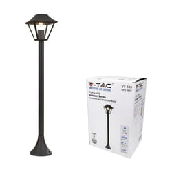 VT-845 Lampione led con Portalampada a Lanterna in Vetro E27 Colore Nero Opaco h: 95cm IP44 - sku 8687 - V-tac