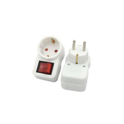 V-TAC Adattatore con Spina 16A Presa Shuko 250V e Interruttore a 2 poli, colore Bianco