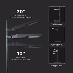 Lampione Armatura Stradale LED SMD 40W 120LM/W con Pannello Solare e Sensore PIR Colore Nero 4000K IP65