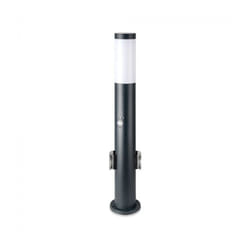 V-tac - Piantana led da Giardino 60cm con Portalampada E27 e 2 Prese Schuko e Sensore di movimento Colore Grigio IP44