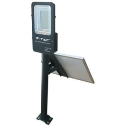V-tac - Armatura Stradale led smd 50W con Pannello Solare e Telecomando, Cavo 1m Colore Nero 6000K IP65
