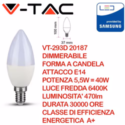 Lampadina a LED da 5.5W in grado di sviluppare un'intensità luminosa di 470 Lumen che può essere paragonata ad una lampadina ...